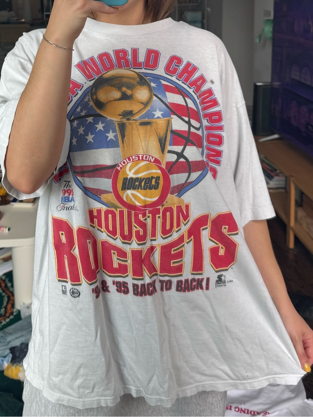Vintage Houston Rockets White 1994-95 World Champions Starter Graphic Tee